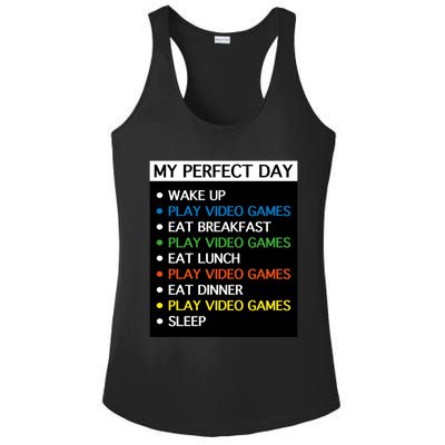 My Perfect Day Video Games Gift Gamer Cute Gift Meaningful Gift Ladies PosiCharge Competitor Racerback Tank