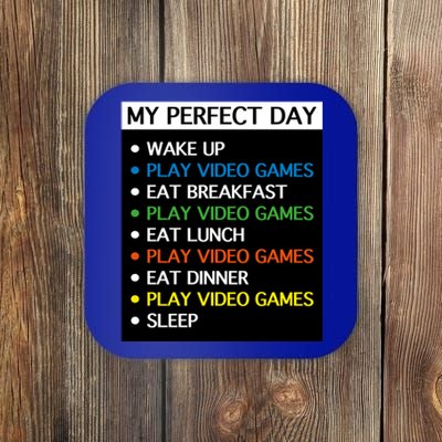 My Perfect Day Video Games Gift Gamer Cute Gift Meaningful Gift Coaster