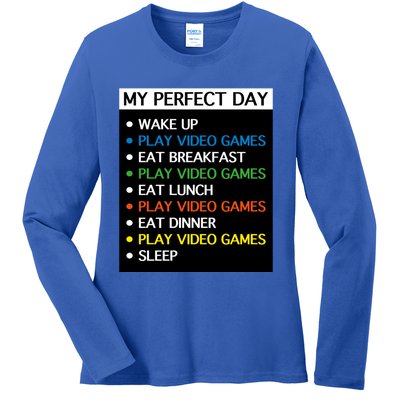 My Perfect Day Video Games Gift Gamer Cute Gift Meaningful Gift Ladies Long Sleeve Shirt