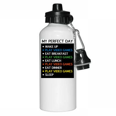 My Perfect Day Video Games Gift Gamer Cute Gift Meaningful Gift Aluminum Water Bottle 