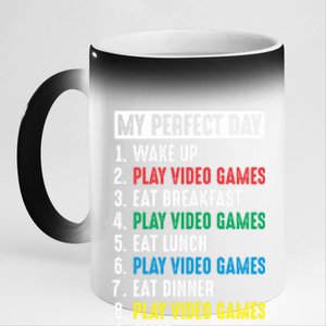 My Perfect Day Video Games Funny Gift 11oz Black Color Changing Mug