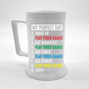 My Perfect Day Video Games Funny Gift Beer Stein