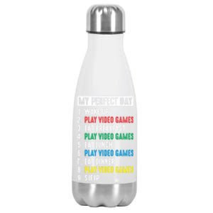 My Perfect Day Video Games Funny Gift Stainless Steel Insulated Water Bottle