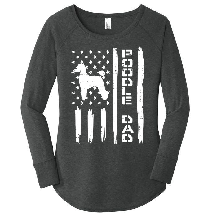 Men Poodle Dad US Flag Vintage Patriot Dog Lover Owner Men Gift Women's Perfect Tri Tunic Long Sleeve Shirt