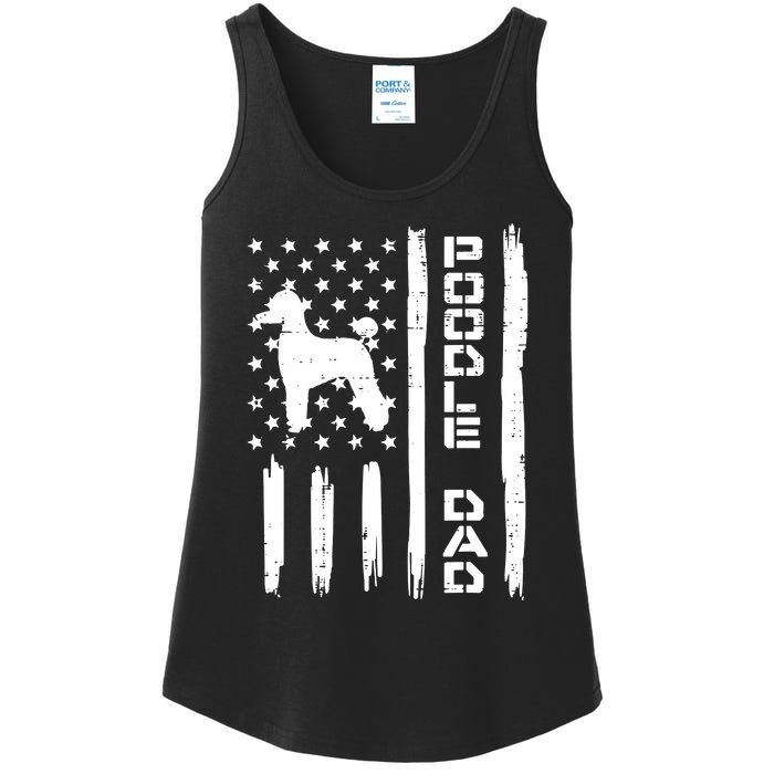 Men Poodle Dad US Flag Vintage Patriot Dog Lover Owner Men Gift Ladies Essential Tank