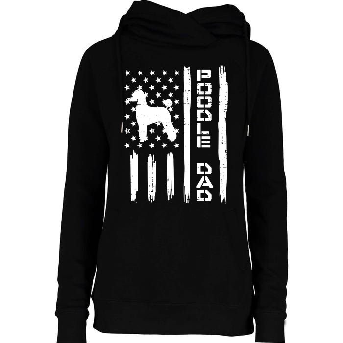 Men Poodle Dad US Flag Vintage Patriot Dog Lover Owner Men Gift Womens Funnel Neck Pullover Hood