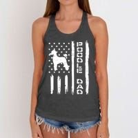 Men Poodle Dad US Flag Vintage Patriot Dog Lover Owner Men Gift Women's Knotted Racerback Tank