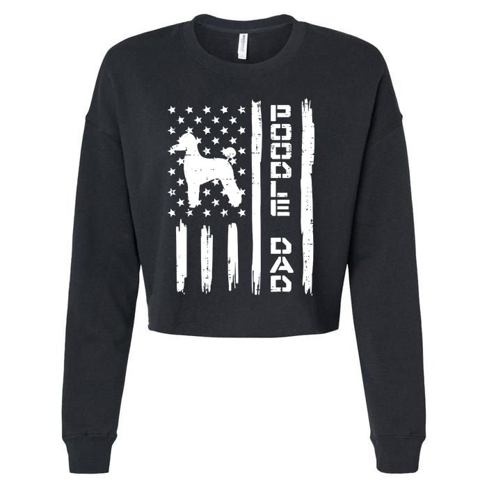 Men Poodle Dad US Flag Vintage Patriot Dog Lover Owner Men Gift Cropped Pullover Crew