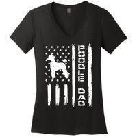 Men Poodle Dad US Flag Vintage Patriot Dog Lover Owner Men Gift Women's V-Neck T-Shirt