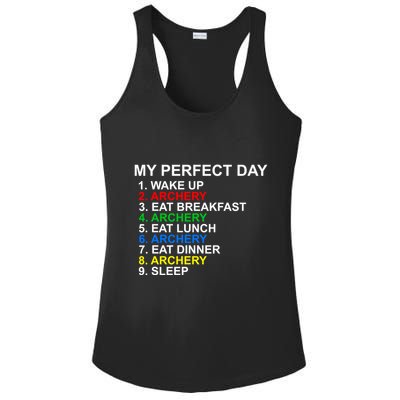 My Perfect Day Archery Meaningful Gift Ladies PosiCharge Competitor Racerback Tank