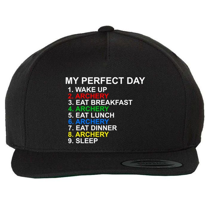 My Perfect Day Archery Meaningful Gift Wool Snapback Cap