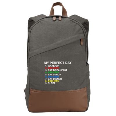 My Perfect Day Archery Meaningful Gift Cotton Canvas Backpack