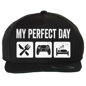 My Perfect Day Video Games Gift Funny Cool Gamer Tee Gift Great Gift Wool Snapback Cap