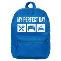 My Perfect Day Video Games Gift Funny Cool Gamer Tee Gift Great Gift 16 in Basic Backpack