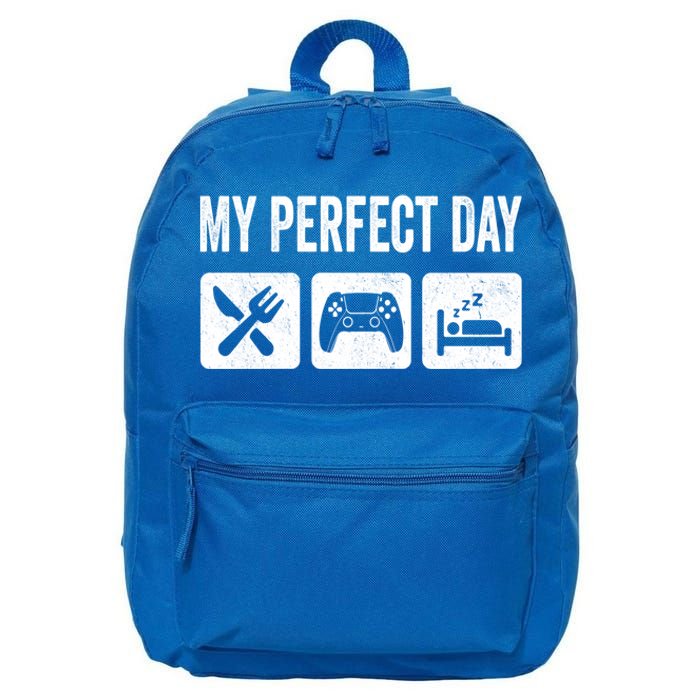 My Perfect Day Video Games Gift Funny Cool Gamer Tee Gift Great Gift 16 in Basic Backpack