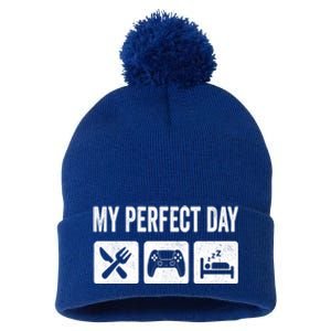 My Perfect Day Video Games Gift Funny Cool Gamer Tee Gift Great Gift Pom Pom 12in Knit Beanie