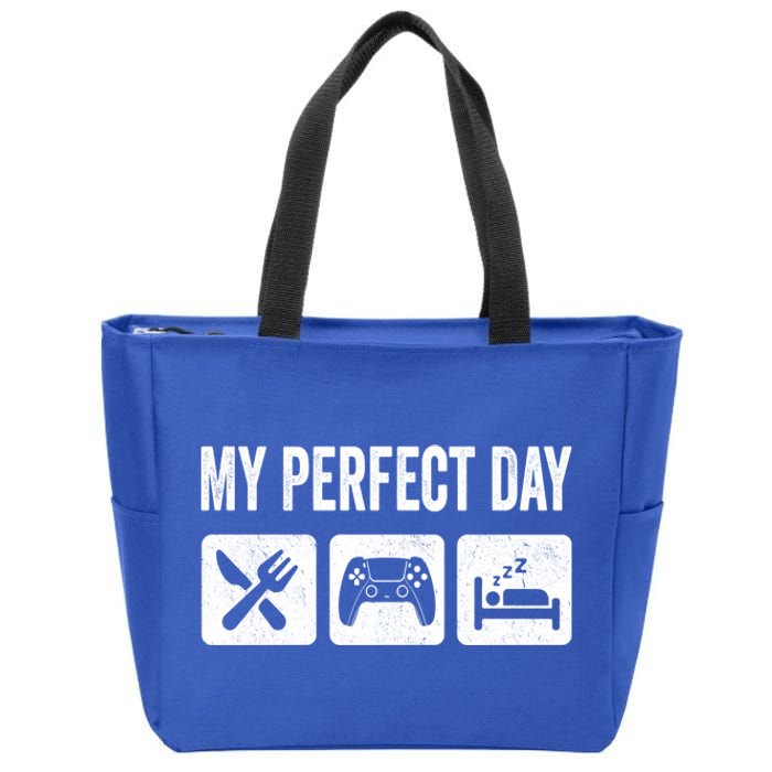 My Perfect Day Video Games Gift Funny Cool Gamer Tee Gift Great Gift Zip Tote Bag