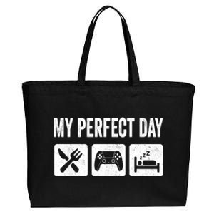 My Perfect Day Video Games Gift Funny Cool Gamer Tee Gift Great Gift Cotton Canvas Jumbo Tote