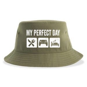 My Perfect Day Video Games Gift Funny Cool Gamer Tee Gift Great Gift Sustainable Bucket Hat