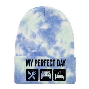 My Perfect Day Video Games Gift Funny Cool Gamer Tee Gift Great Gift Tie Dye 12in Knit Beanie