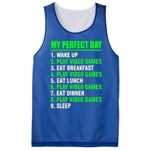 My Perfect Day Video Games Meaningful Gift Funny Cool Gamer Tee Gift Mesh Reversible Basketball Jersey Tank