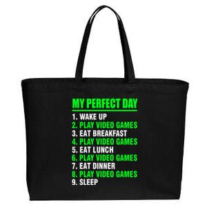 My Perfect Day Video Games Meaningful Gift Funny Cool Gamer Tee Gift Cotton Canvas Jumbo Tote