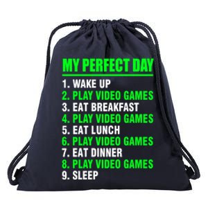 My Perfect Day Video Games Meaningful Gift Funny Cool Gamer Tee Gift Drawstring Bag