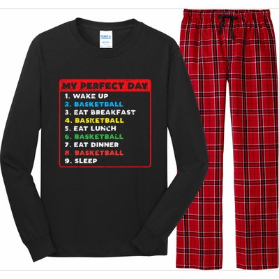 My Perfect Day Basketball Funny Coach Player Women Men Gift Long Sleeve Pajama Set