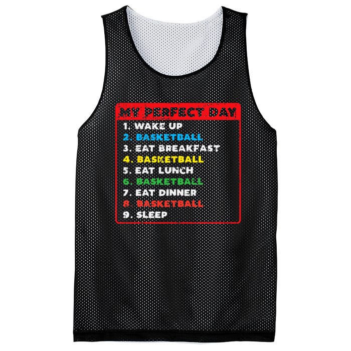 My Perfect Day Basketball Funny Coach Player Women Men Gift Mesh Reversible Basketball Jersey Tank