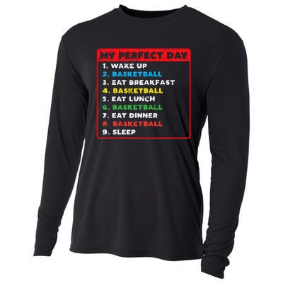 My Perfect Day Basketball Funny Coach Player Women Men Gift Cooling Performance Long Sleeve Crew