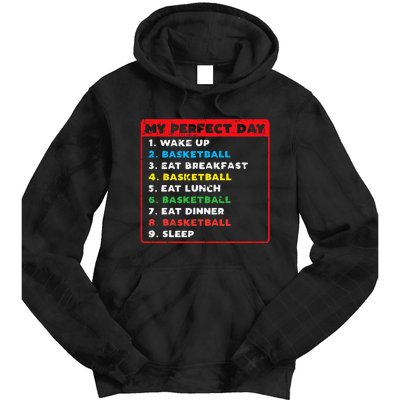 My Perfect Day Basketball Funny Coach Player Women Men Gift Tie Dye Hoodie