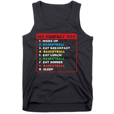 My Perfect Day Basketball Funny Coach Player Women Men Gift Tank Top