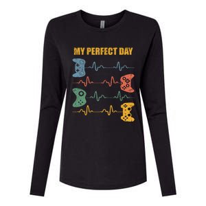 My Perfect Day Video Games Gift Funny Cool Gamer Tee Gift Womens Cotton Relaxed Long Sleeve T-Shirt