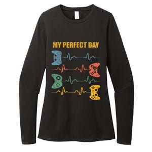 My Perfect Day Video Games Gift Funny Cool Gamer Tee Gift Womens CVC Long Sleeve Shirt