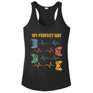 My Perfect Day Video Games Gift Funny Cool Gamer Tee Gift Ladies PosiCharge Competitor Racerback Tank