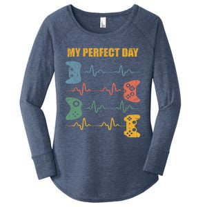 My Perfect Day Video Games Gift Funny Cool Gamer Tee Gift Women's Perfect Tri Tunic Long Sleeve Shirt