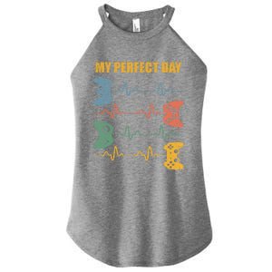 My Perfect Day Video Games Gift Funny Cool Gamer Tee Gift Women's Perfect Tri Rocker Tank