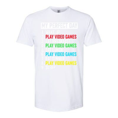 My Perfect Day Video Games Gift Funny Cool Gamer Tee Gift Softstyle® CVC T-Shirt