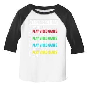 My Perfect Day Video Games Gift Funny Cool Gamer Tee Gift Toddler Fine Jersey T-Shirt