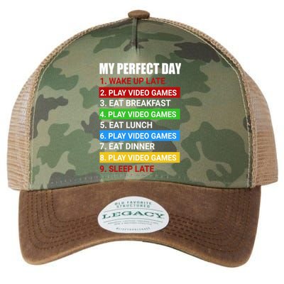 My Perfect Day Video Games Cool Gift Funny Cool Gamer Tee Great Gift Legacy Tie Dye Trucker Hat