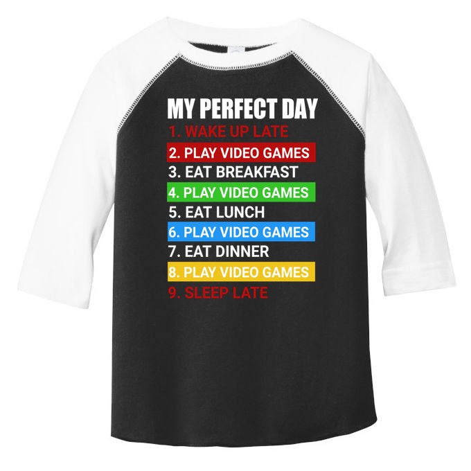 My Perfect Day Video Games Cool Gift Funny Cool Gamer Tee Great Gift Toddler Fine Jersey T-Shirt