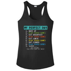 My Perfect Day Play Video Games Funny Gamer Ladies PosiCharge Competitor Racerback Tank