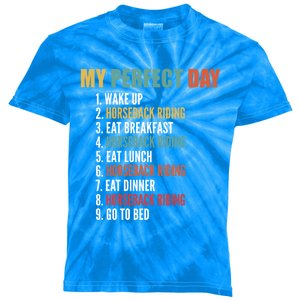 My Perfect Day Funny Horseback Riding Gift Kids Tie-Dye T-Shirt