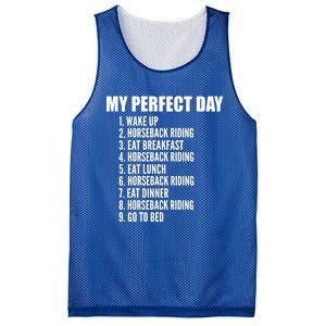 My Perfect Day Funny Horseback Riding Gift Mesh Reversible Basketball Jersey Tank