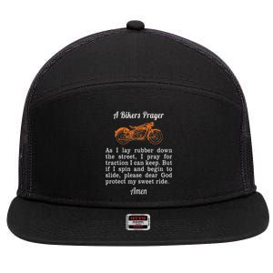 Motorcycle Prayer Design Bikers Prayer 7 Panel Mesh Trucker Snapback Hat