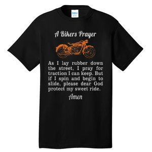 Motorcycle Prayer Design Bikers Prayer Tall T-Shirt