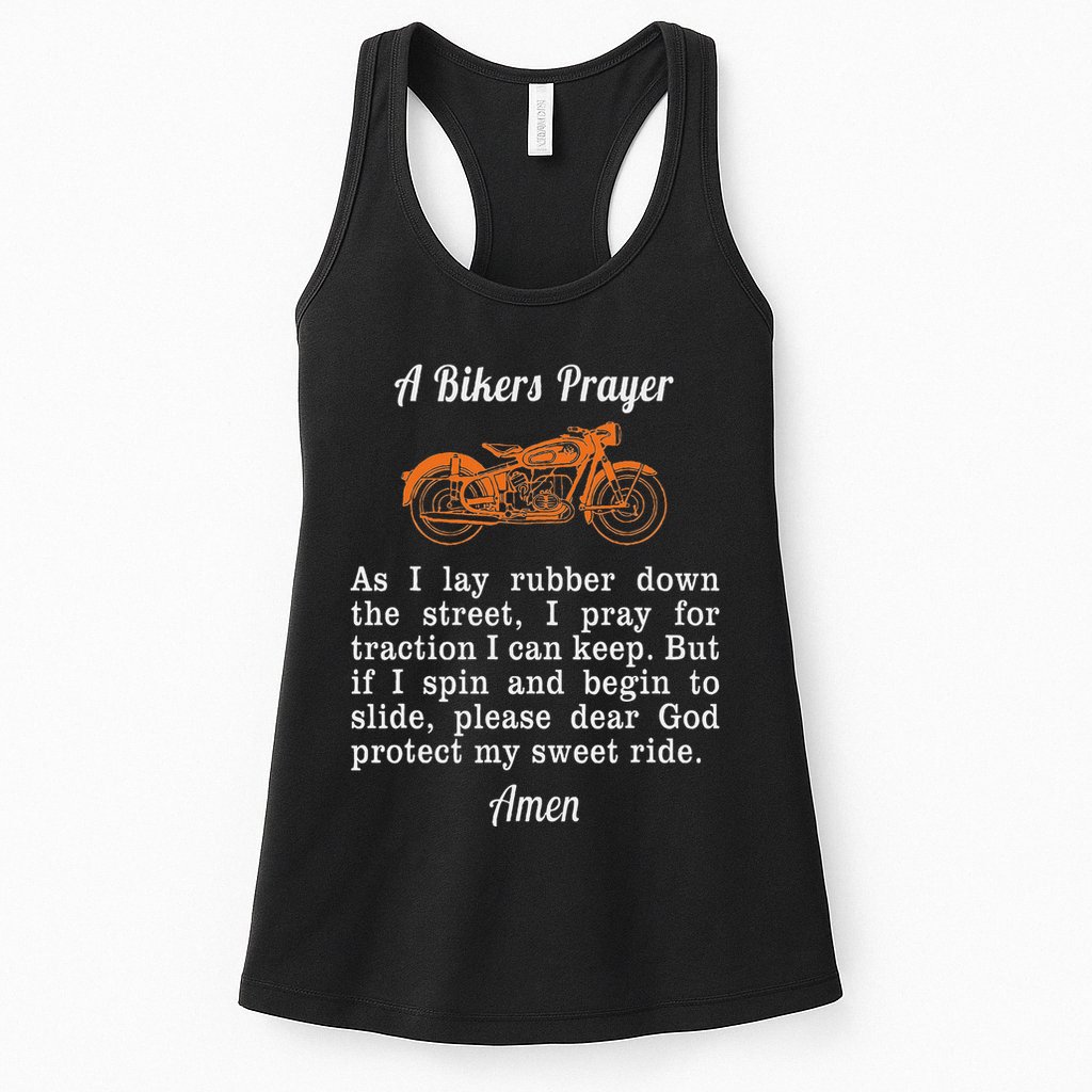 Motorcycle Prayer Design Bikers Prayer Womens Tank Top