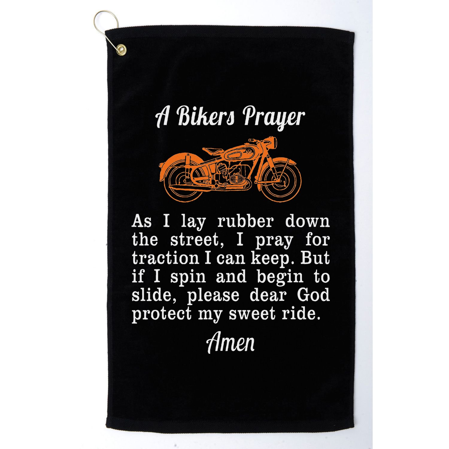 Motorcycle Prayer Design Bikers Prayer Golf Towel