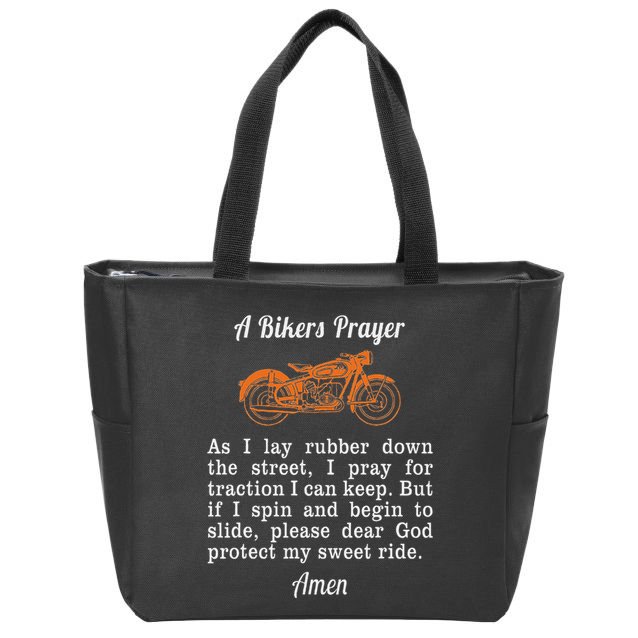 Motorcycle Prayer Design Bikers Prayer Zip Tote Bag
