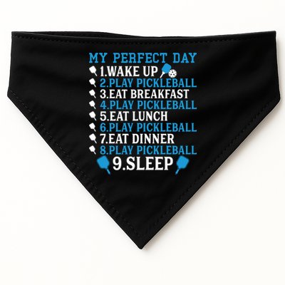 My Perfect Day Play Pickleball Funny Pickleball Gift USA-Made Doggie Bandana